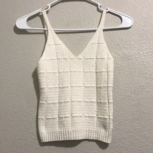 White Club Knit top w/squares + spaghetti straps